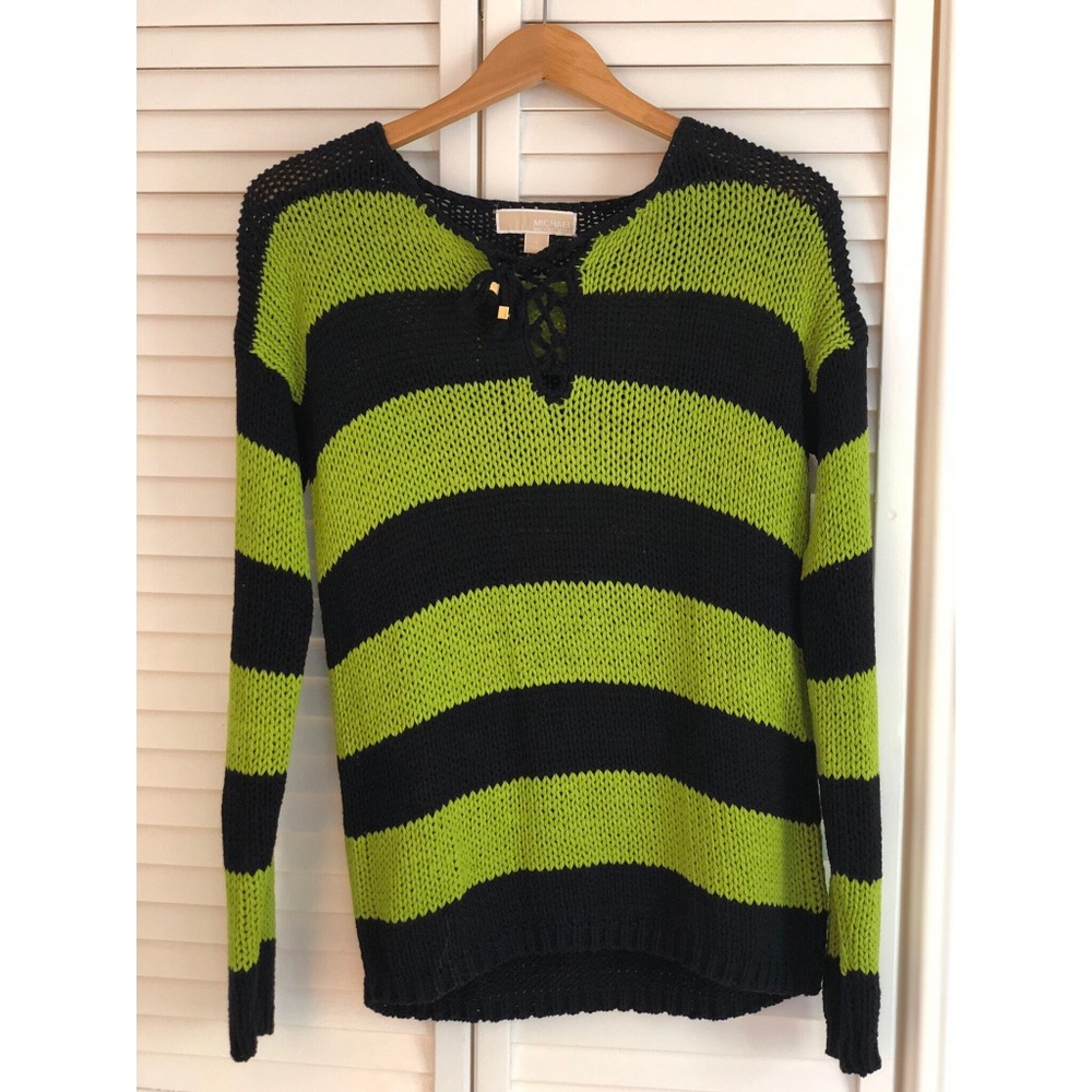 Michael Kors Navy/Green stripe sweater